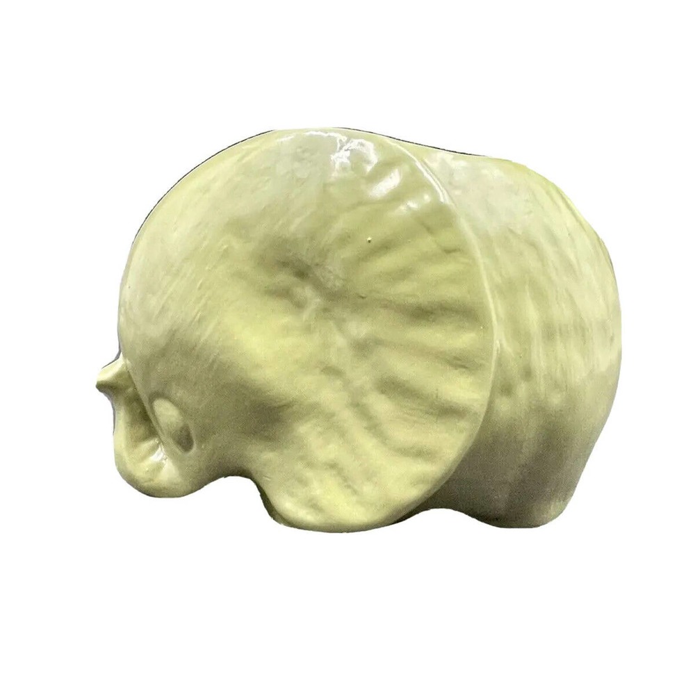 Vintage Mid Century Green Elephant Trunk Up Bamboo Glaze Planter Flower Pot